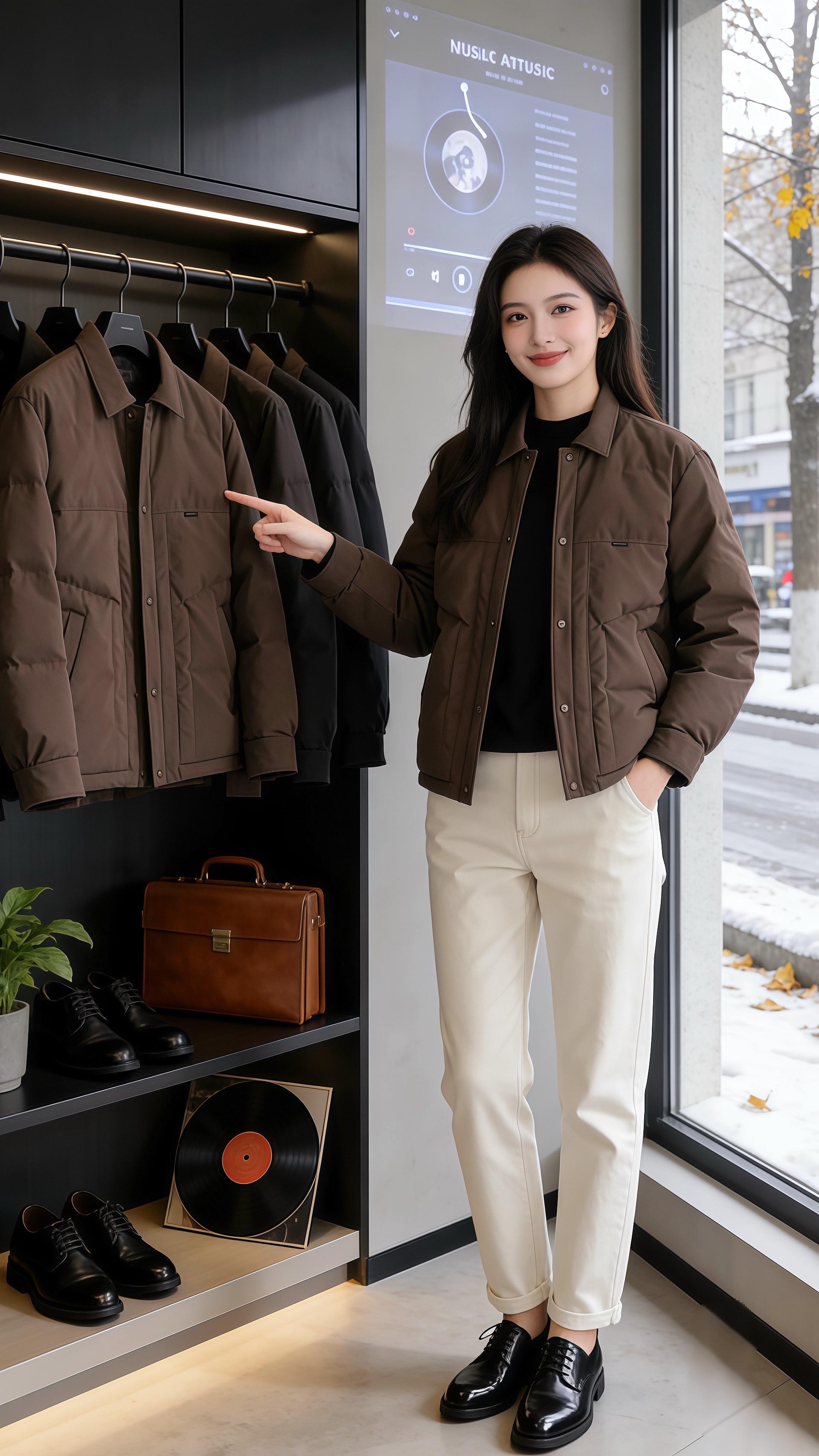 冬雪敲着男装店橱窗的午后，他推门进来，一眼撞进她咖色夹棉外套的质感里。...