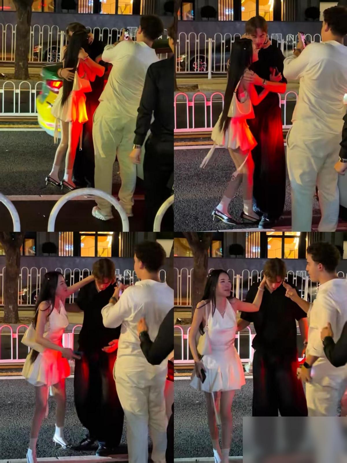 深夜，一名年轻中国女生在街边和外籍男子当众激吻拥抱，旁边还有人举着手机拍。说真的