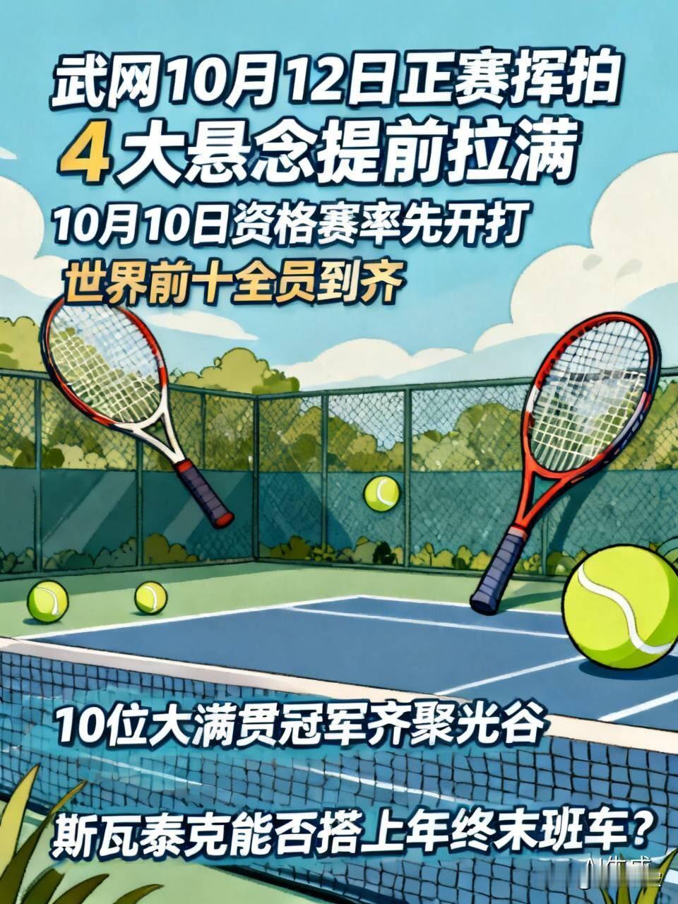 全来了！武网10月12日正赛挥拍，4大悬念提前拉满

  10月10日资格赛率先
