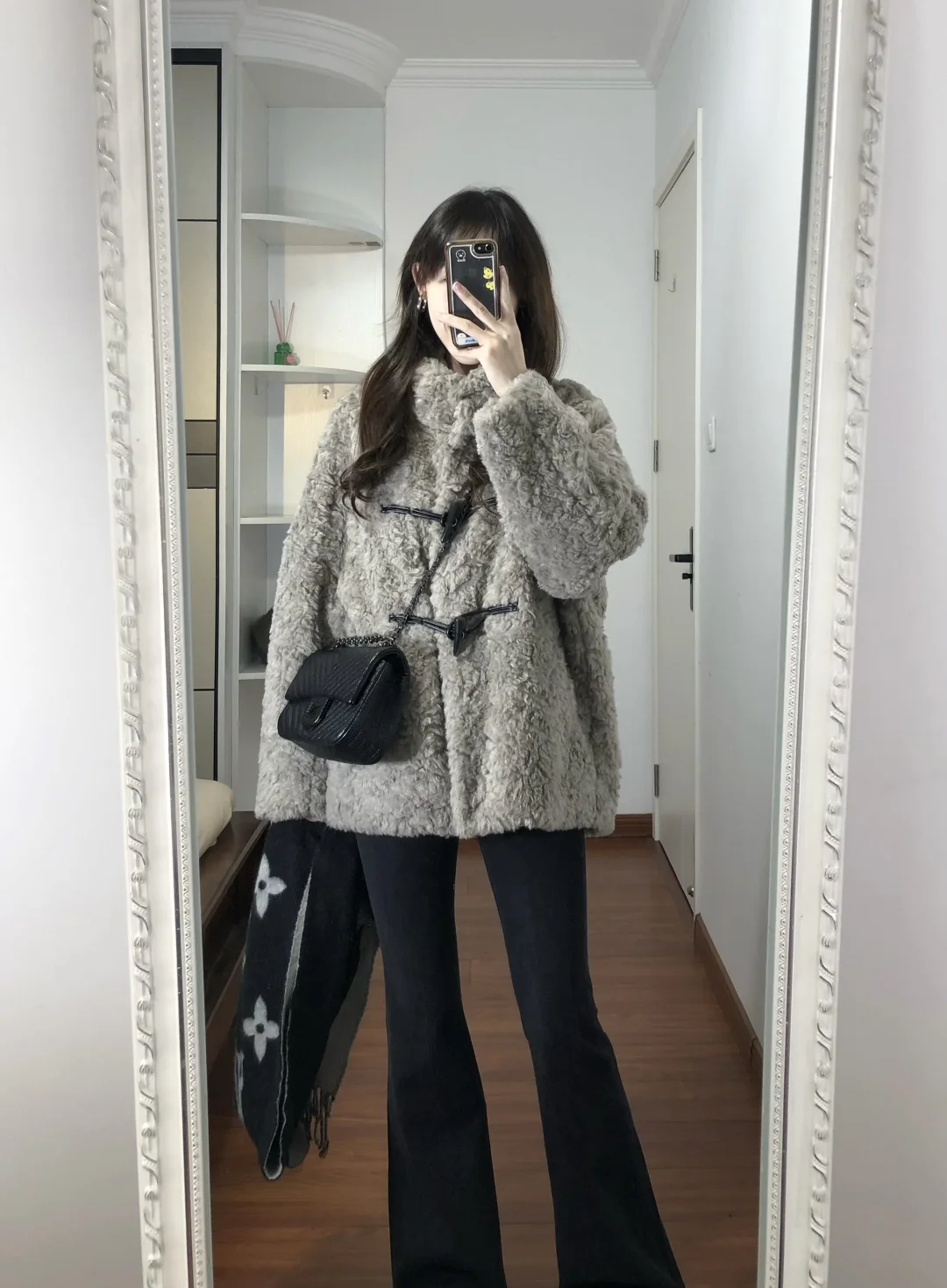 今年第一件灰色羊羔毛