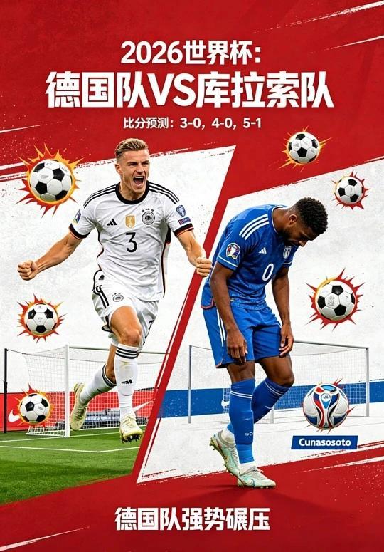 日耳曼战车碾压世界杯新秀赛事：世界杯球队：德国 vs库拉索开球：客队进球：上半场