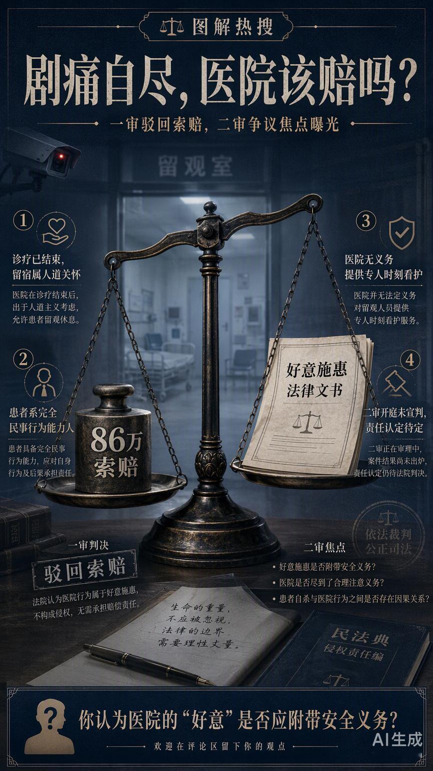温州这起留观室自尽案，一审判决把医院的“好意施惠”和患者的“完全民事行为能力”摆