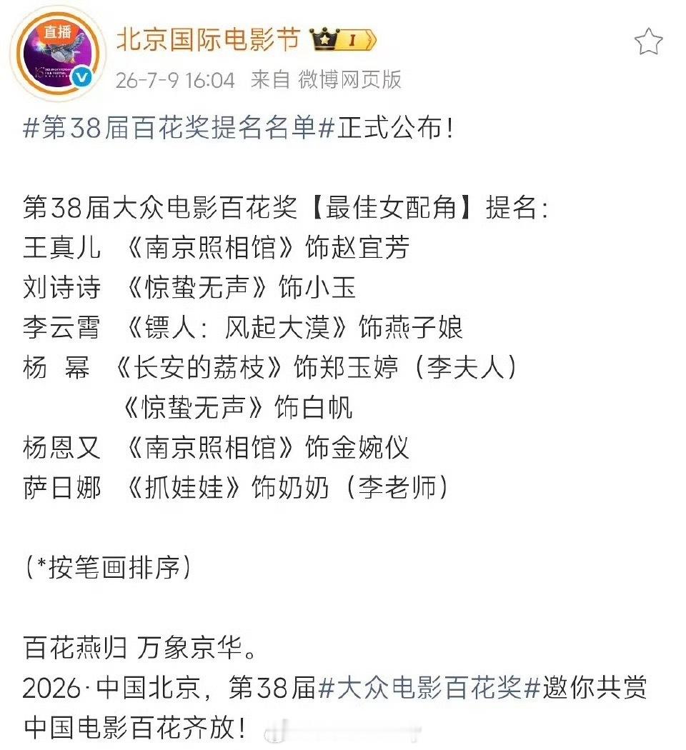 刘诗诗提名百花奖最佳女配，一姐小玉全网好评🎉 