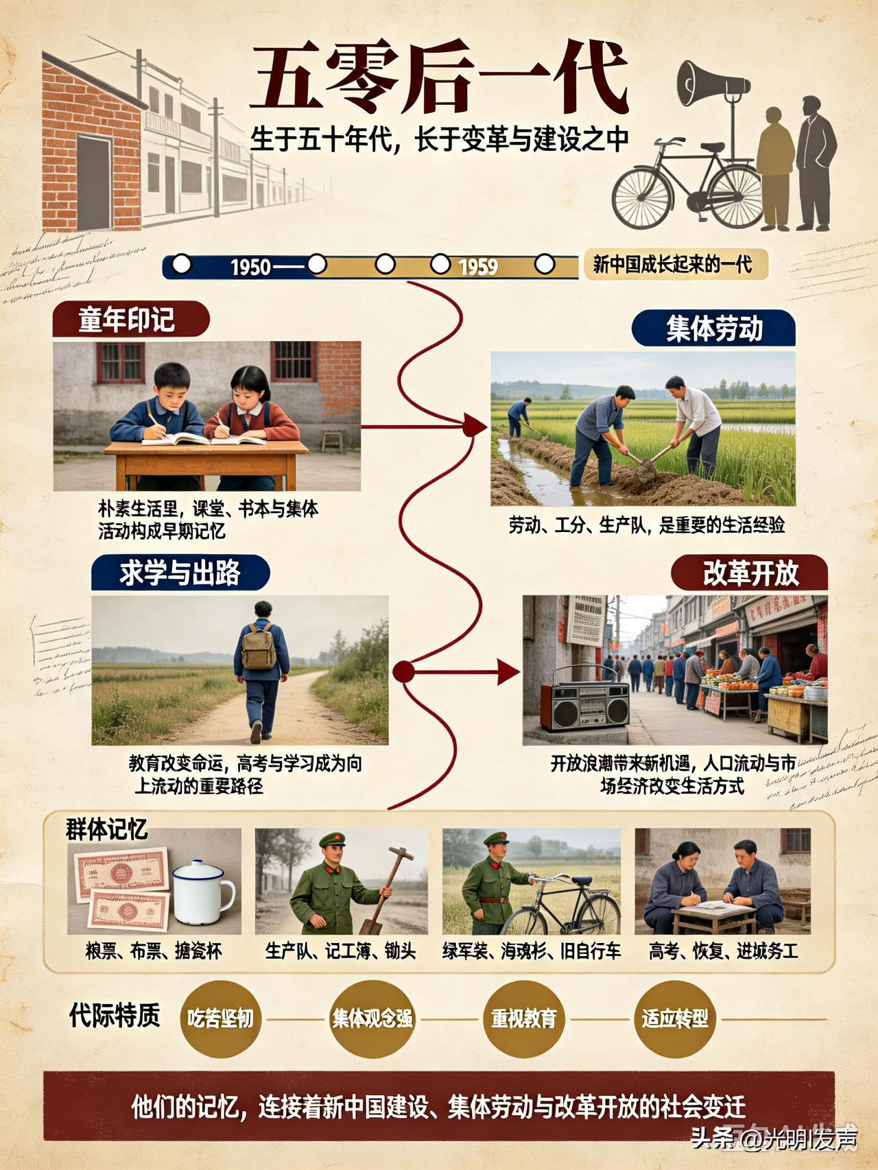 五零后一代:与共和国一起成长
 
他们是光荣的五零后，是与新中国并肩诞生、一同成