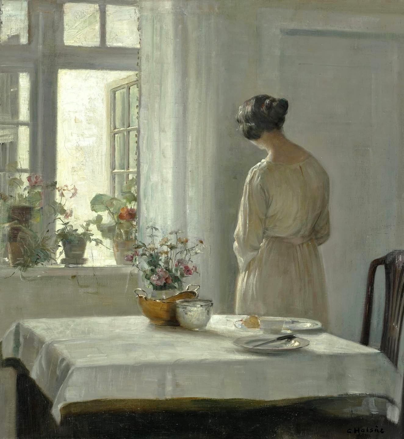 阳光下的早餐，丹麦画家Carl Holse 
