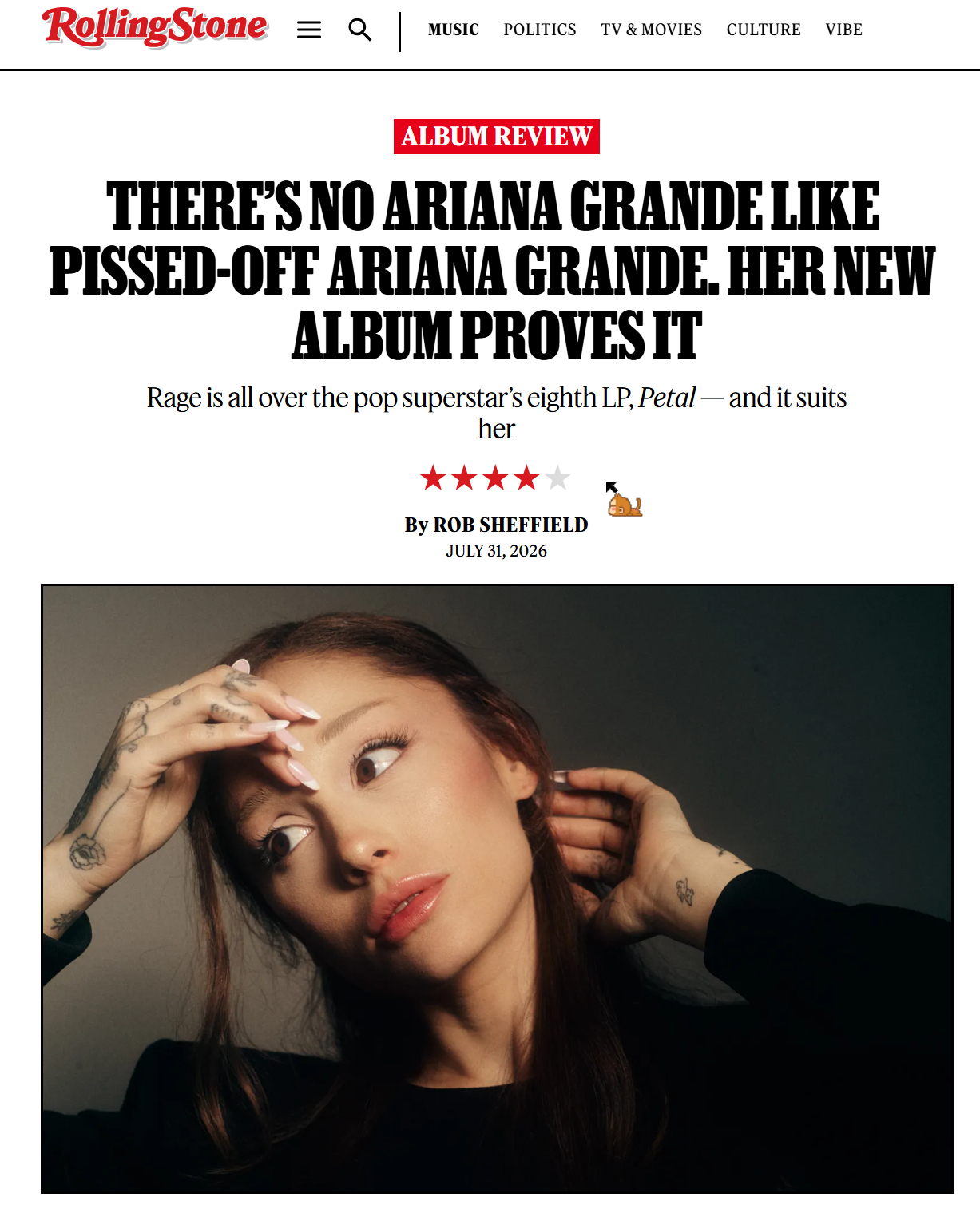 A妹新专辑不错哟！《滚石》杂志给A妹Ariana Grande新专辑《petal