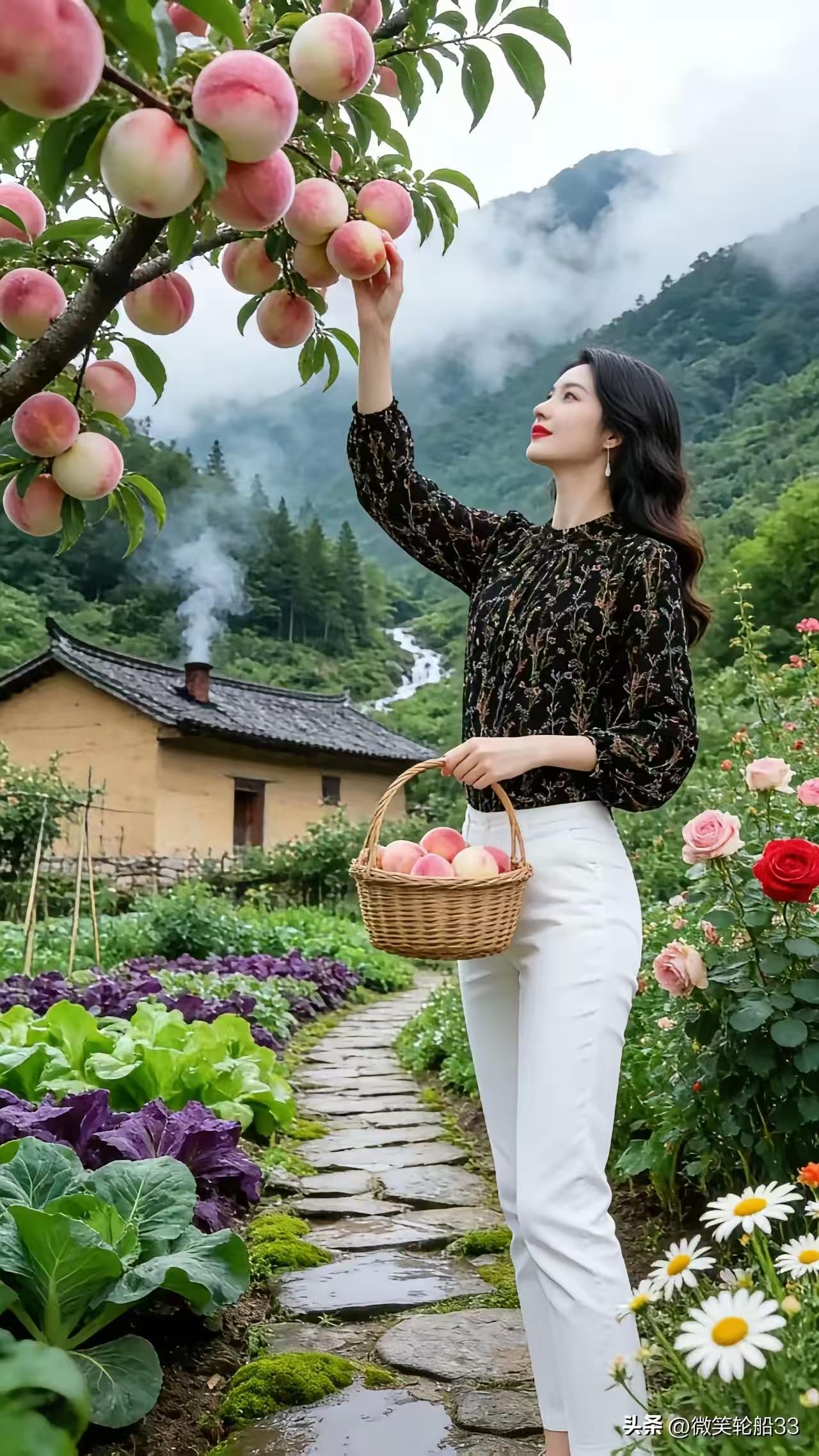 塞鸿秋·田家乐
桃熟枝头须采撷，
休教零落成泥屑。
芳华及岁良辰列，
良缘好合情