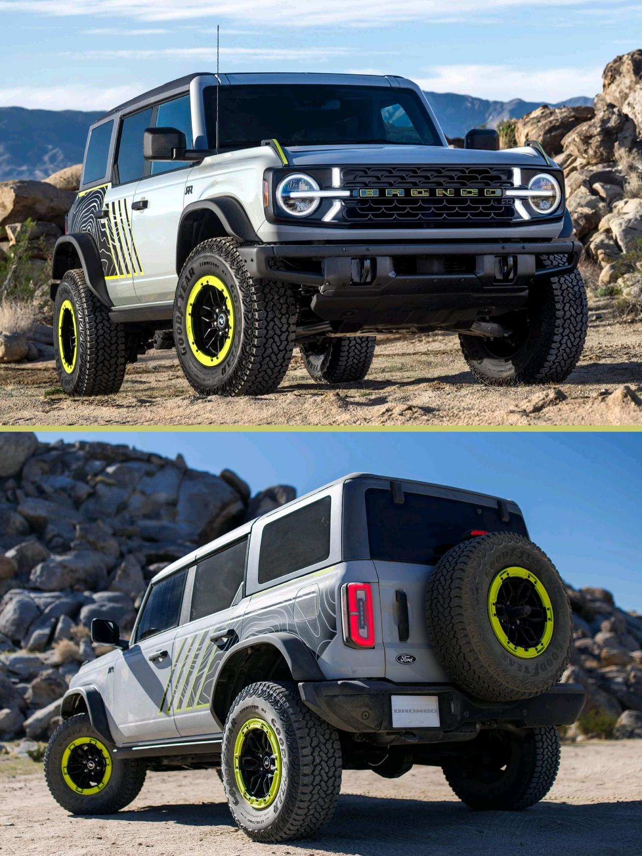 福特烈马Bronco RTR发布
「套件」
增加35英寸轮胎
升级Fox减震器