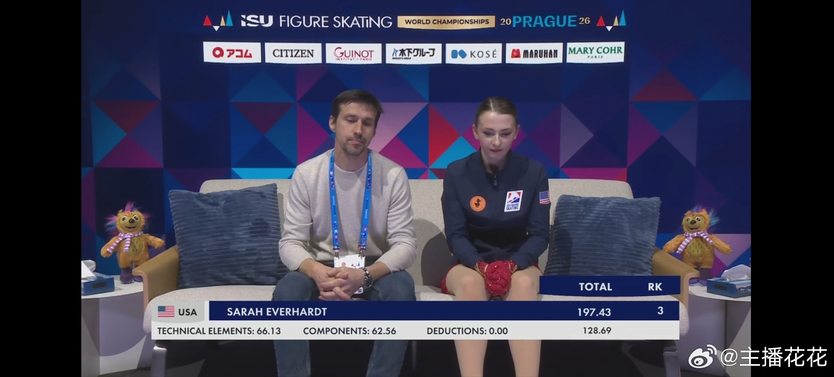 2026花样滑冰世锦赛 埃弗哈特自由滑128.69总分197.43 