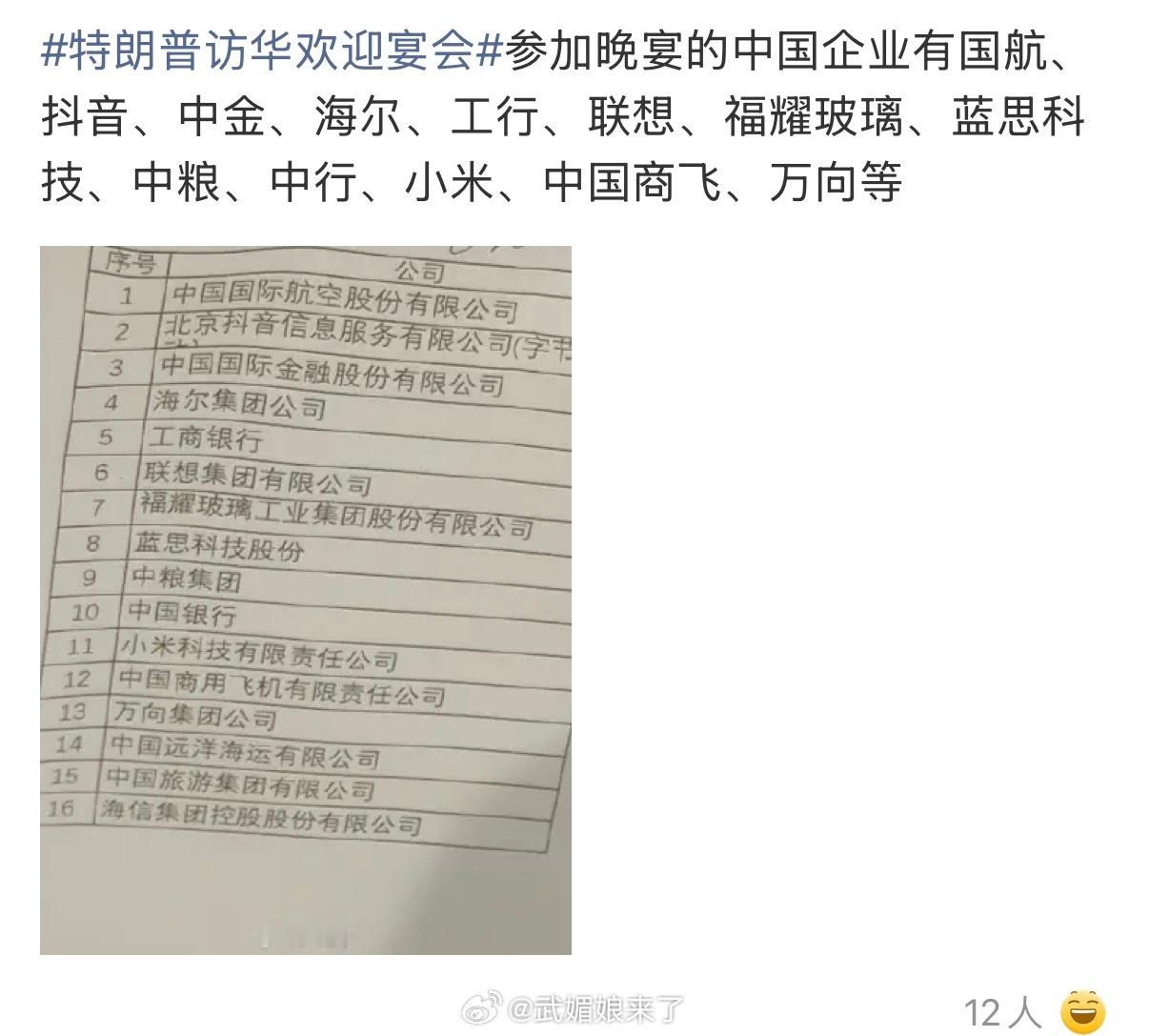 特朗普访华欢迎宴会有种参加集体相亲宴的感觉
