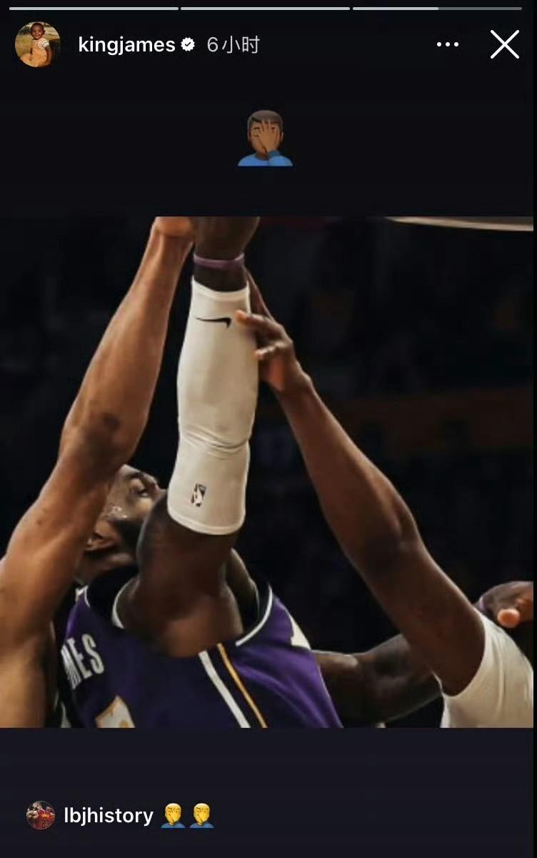 这不是詹姆斯第一次在社媒晒“证据”问责裁判……此前对阵快船、绿军，他也认为自己吃