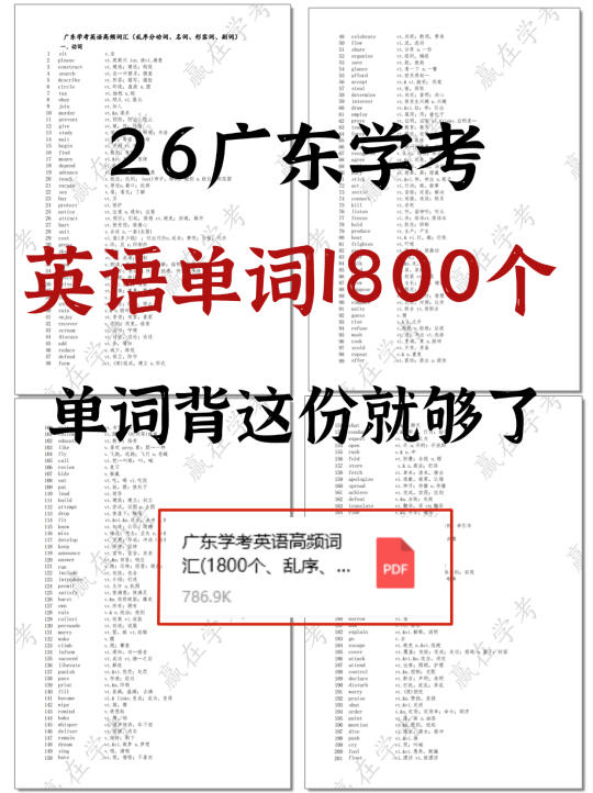 26广东学考|英语单词背这份就够了✓