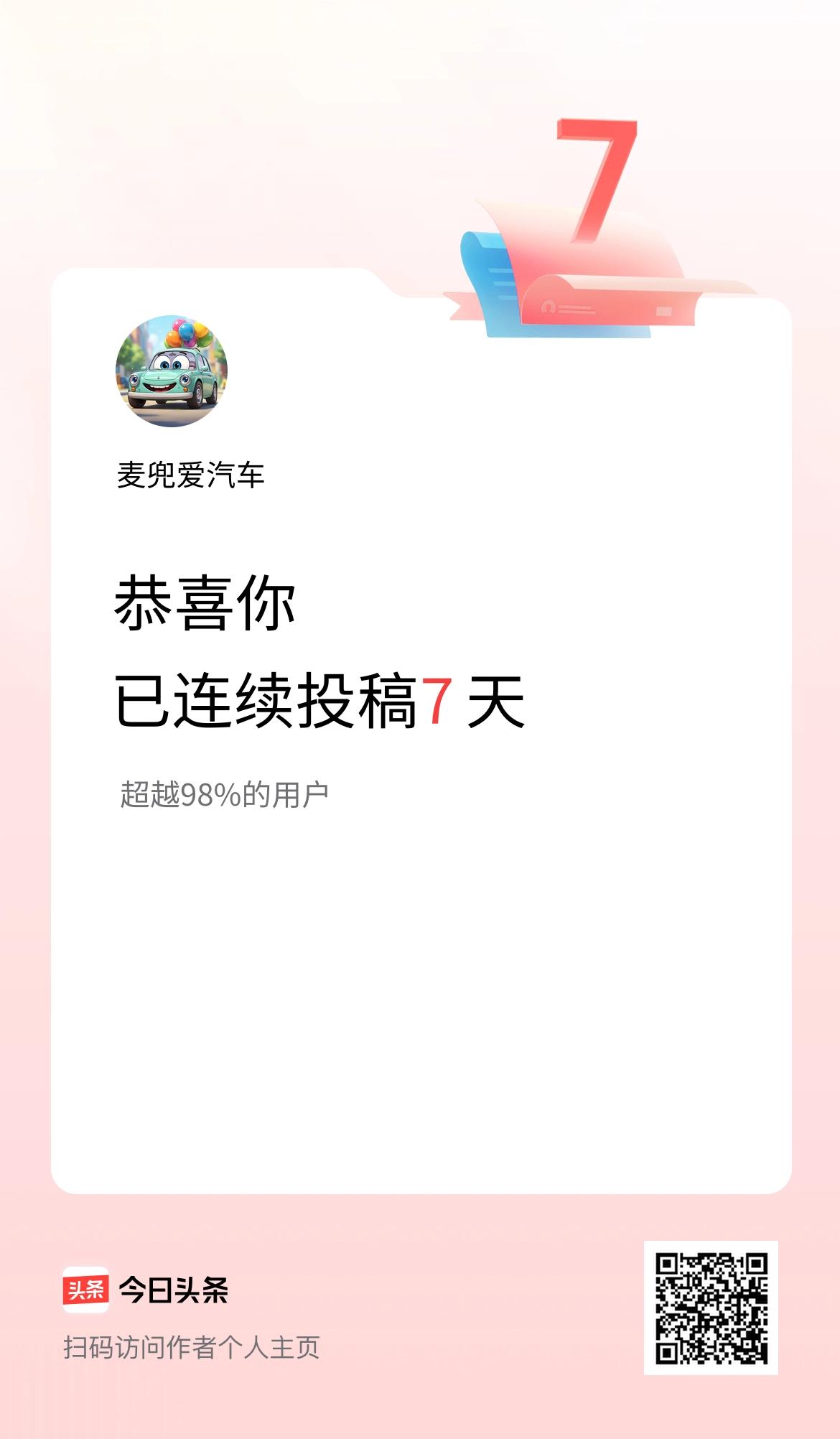 我在头条连续投稿7天