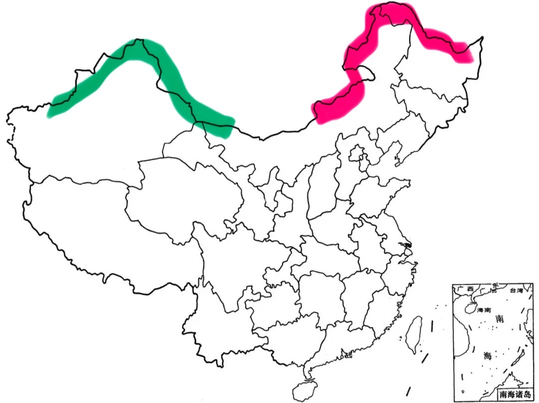 其实有些犹豫自己10月份后的边境路线，是从二连浩特向东向北（红线），还是从额济纳