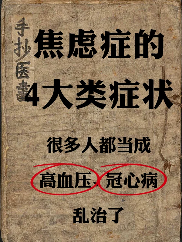 焦虑症4大类症状很多人当高血压冠心病乱治