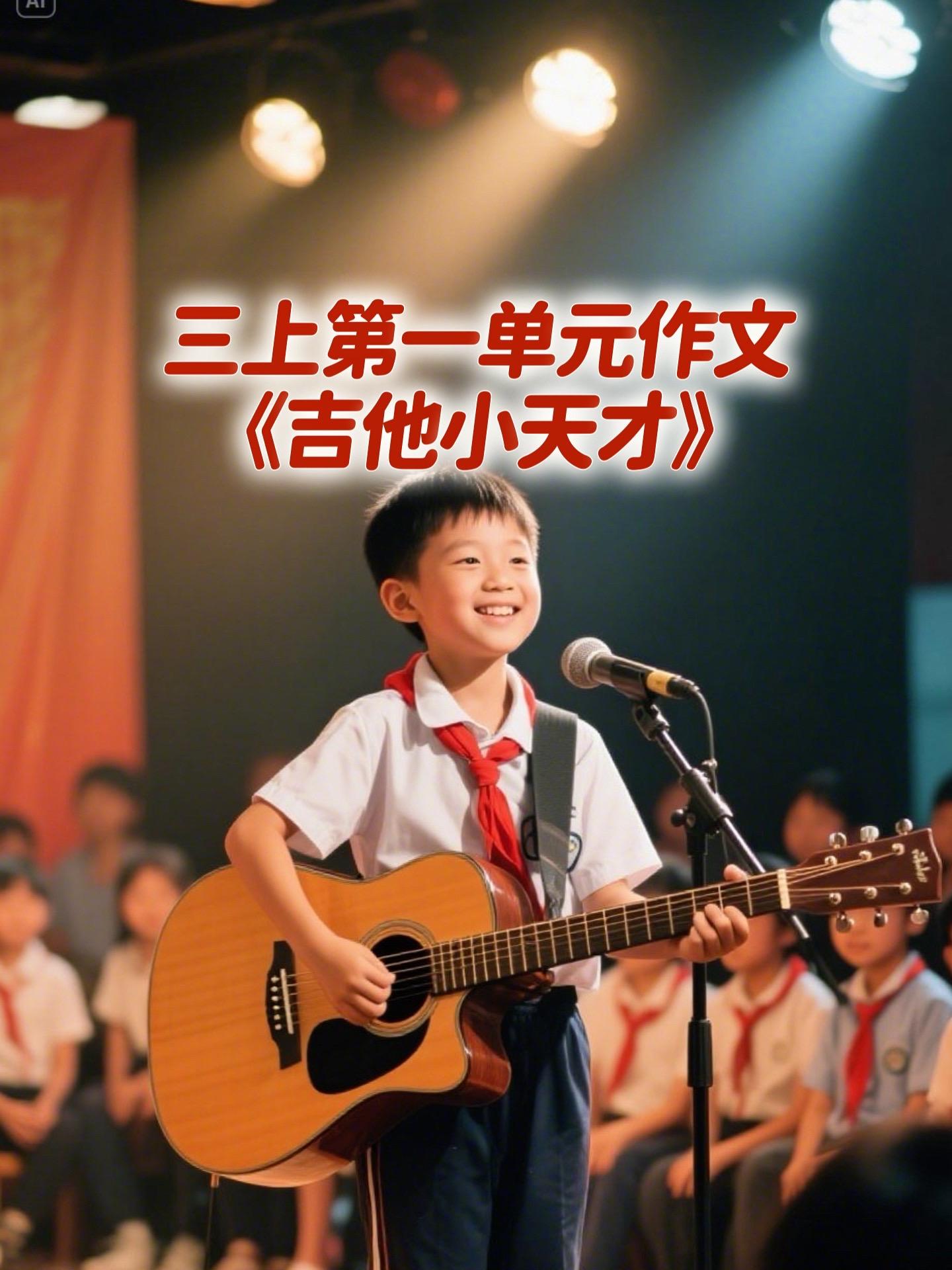 《吉他小天才》 优秀范文。家长必读，小学三年级上册第一单元习作《猜猜他...