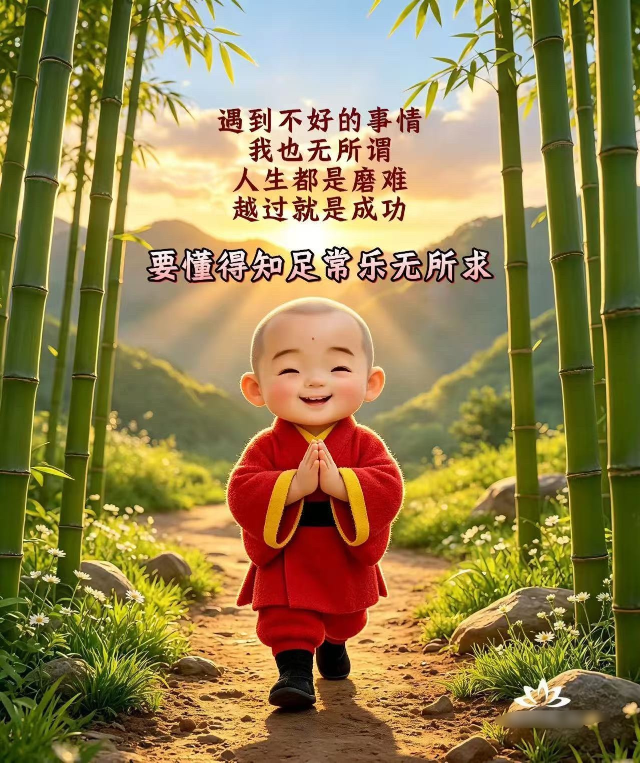 遇到不好的事情我也无所谓人生都是磨难越过就是成功要懂得知足常乐无所求 