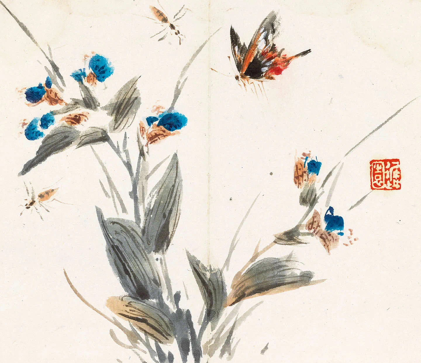 王雪涛花虫册，色彩明快，刻画入微！王雪涛（1903--1982），河北成安人，原