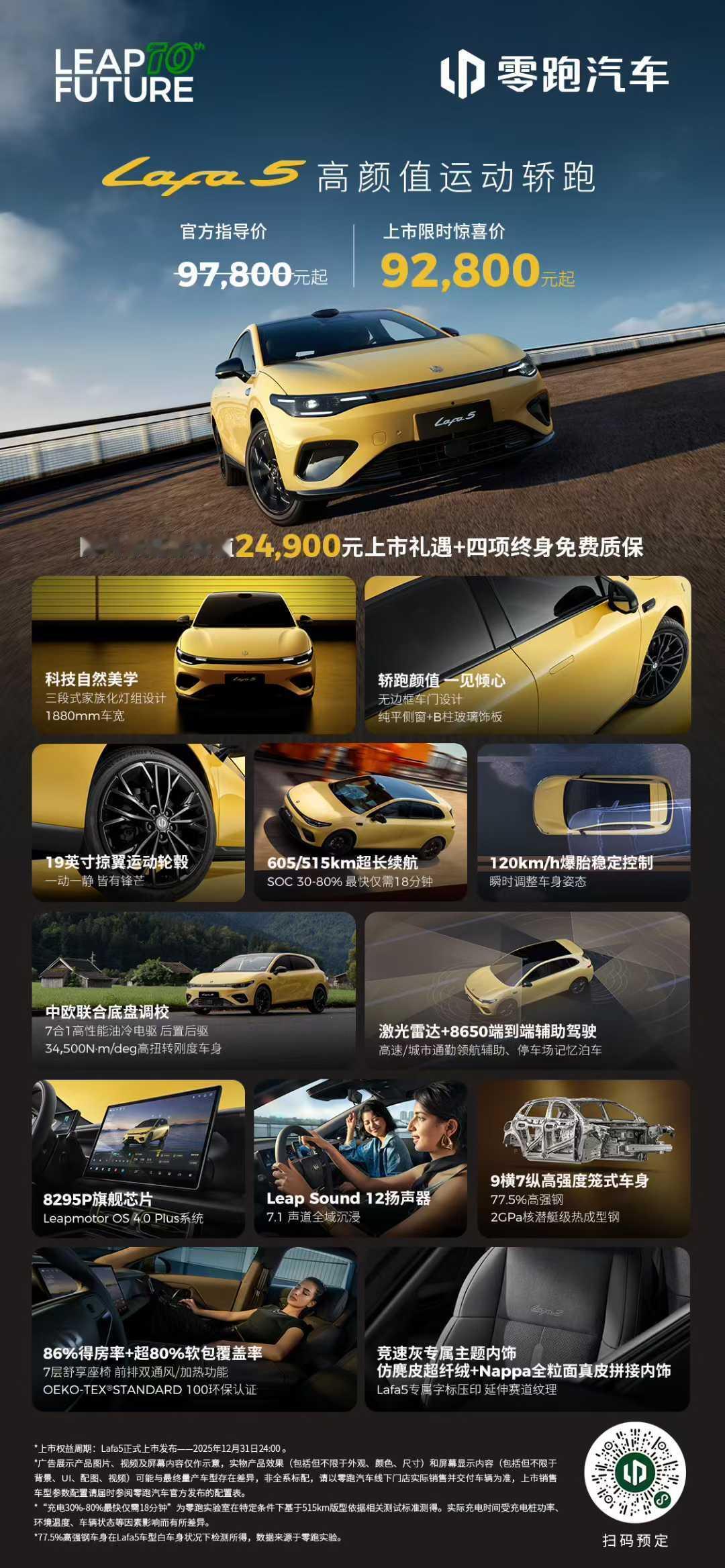 价格来了！！！
比预售便宜1万，再限时5000权益
零跑Lafa5上市真把价格干