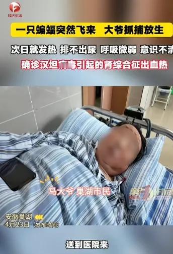 悲剧还是发生了！”近日，安徽巢湖，一位大爷发现家中进了只蝙蝠，他伸手就去抓，可蝙