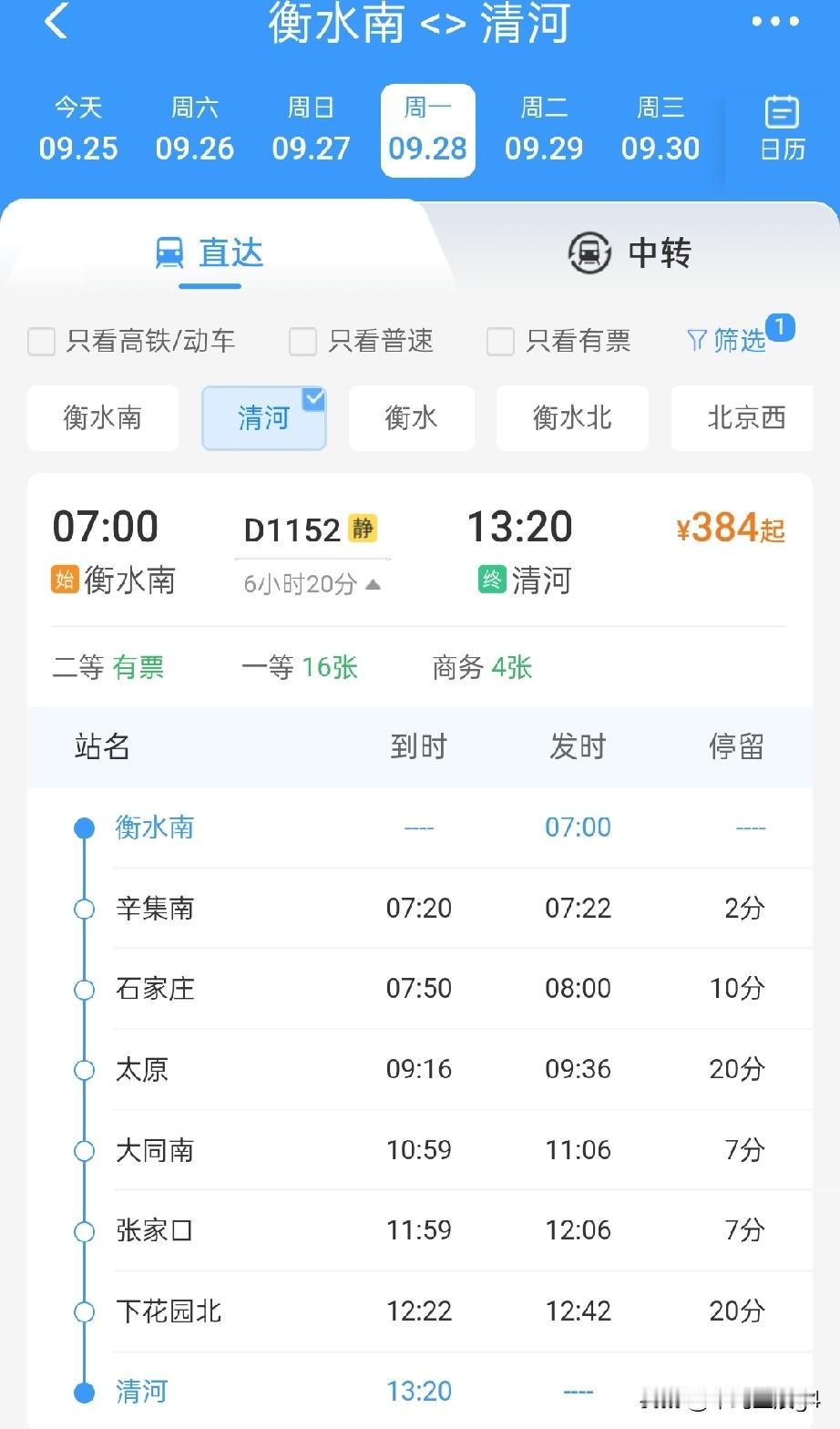 衡水南站可同时去往清河站和清河西站，一个在北京，一个在河北

2026年9月28