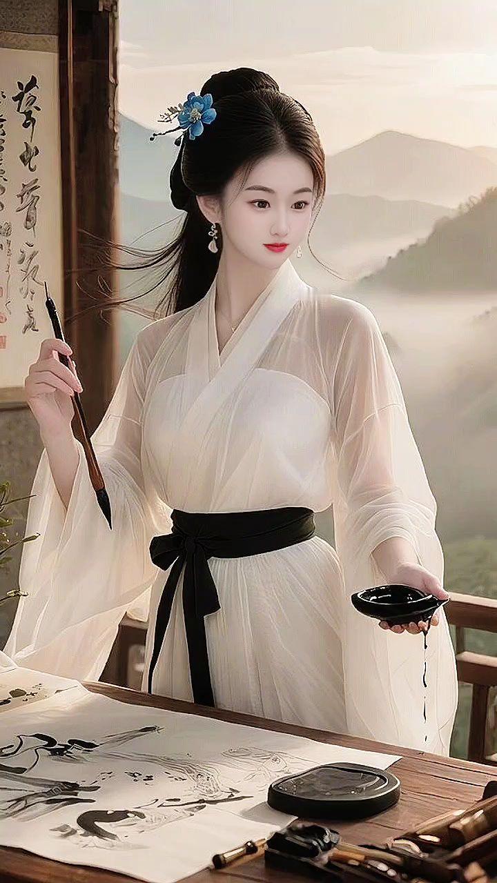 古风书写氛围 书法与汉服 国风古韵 汉服小姐姐 又美又飒