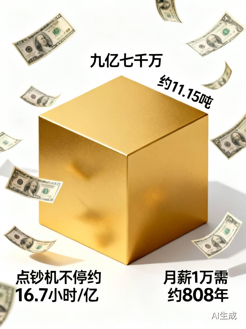 🌺九点七亿是啥概念❓
九 👀沓新钞重如山，百元叠起约万吨半（9.7亿≈11.