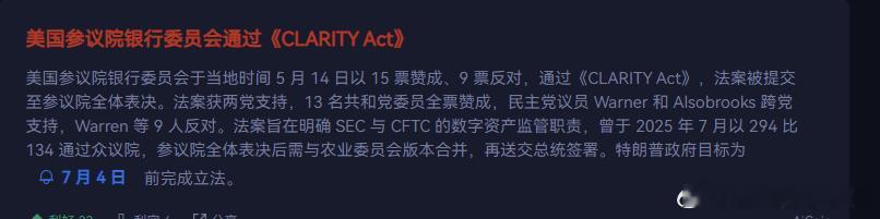 好消息，通过了，但是现在大饼反而不涨了。 