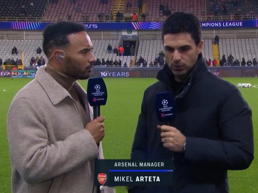 昨天赛前阿尔特塔谈廷贝尔和卡拉菲奥里的情况：“两人自周末比赛后均出现状况，廷贝尔