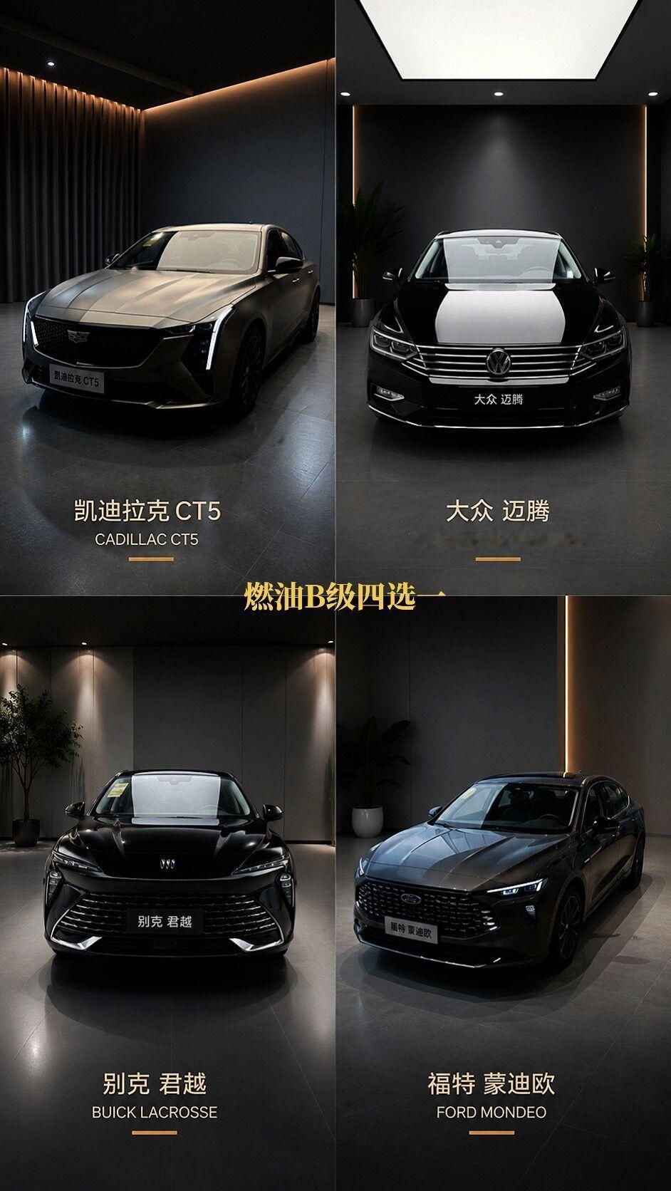 20到30万燃油B级四大热门：迈腾稳重家用，CT5后驱颜值拉满，君越静谧舒适，蒙