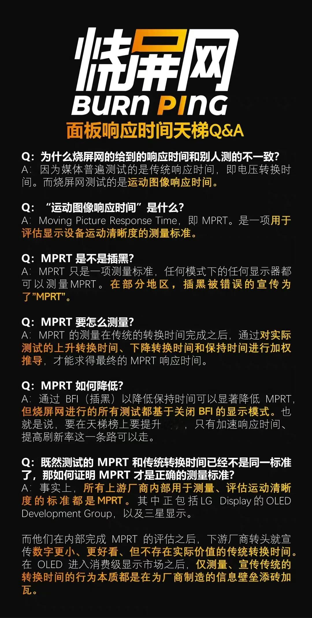 烧屏网全新基于视觉生理机制的CDSR2.5动态图像响应时间天梯图更新了！ CDS
