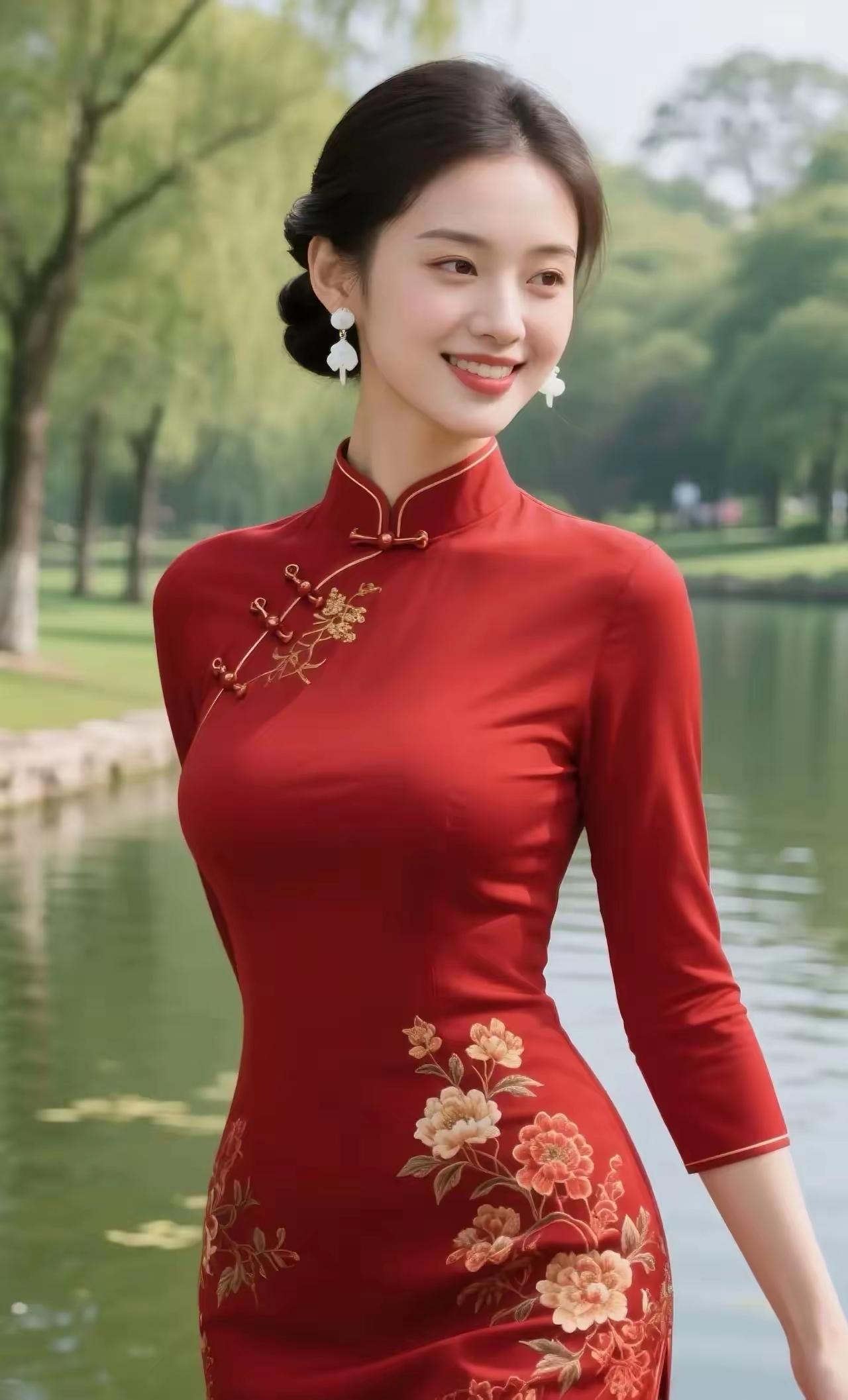 天净沙·旗袍女
绫罗旗袍娇娆，
莲步轻摆蛮腰。
浅笑低眉韵妙。
似从宋调，
梦魂