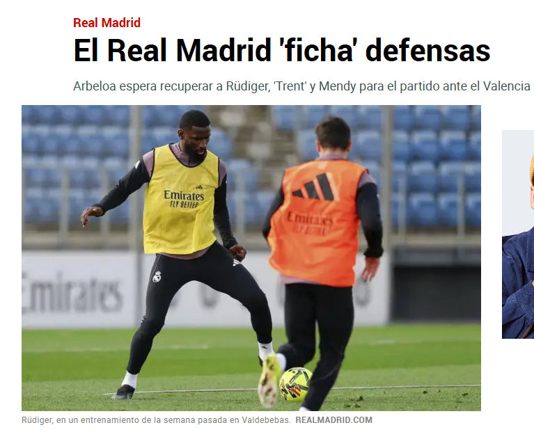 【马卡报】皇家马德里 “签约” 后卫——吕迪格、特伦特、门迪都将回归。若一切按计