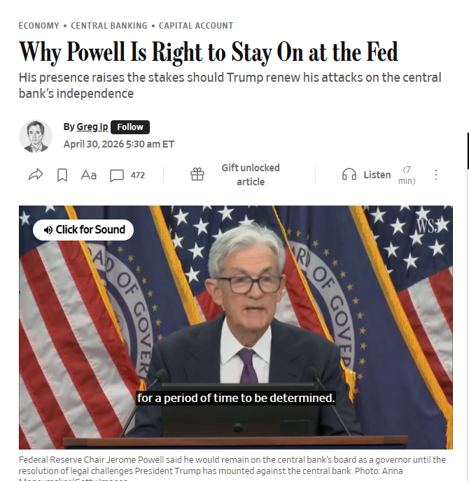 我的感想：非常时期，做非常之选择。如果不是有特朗普这么一个不正常的总统，鲍威尔肯
