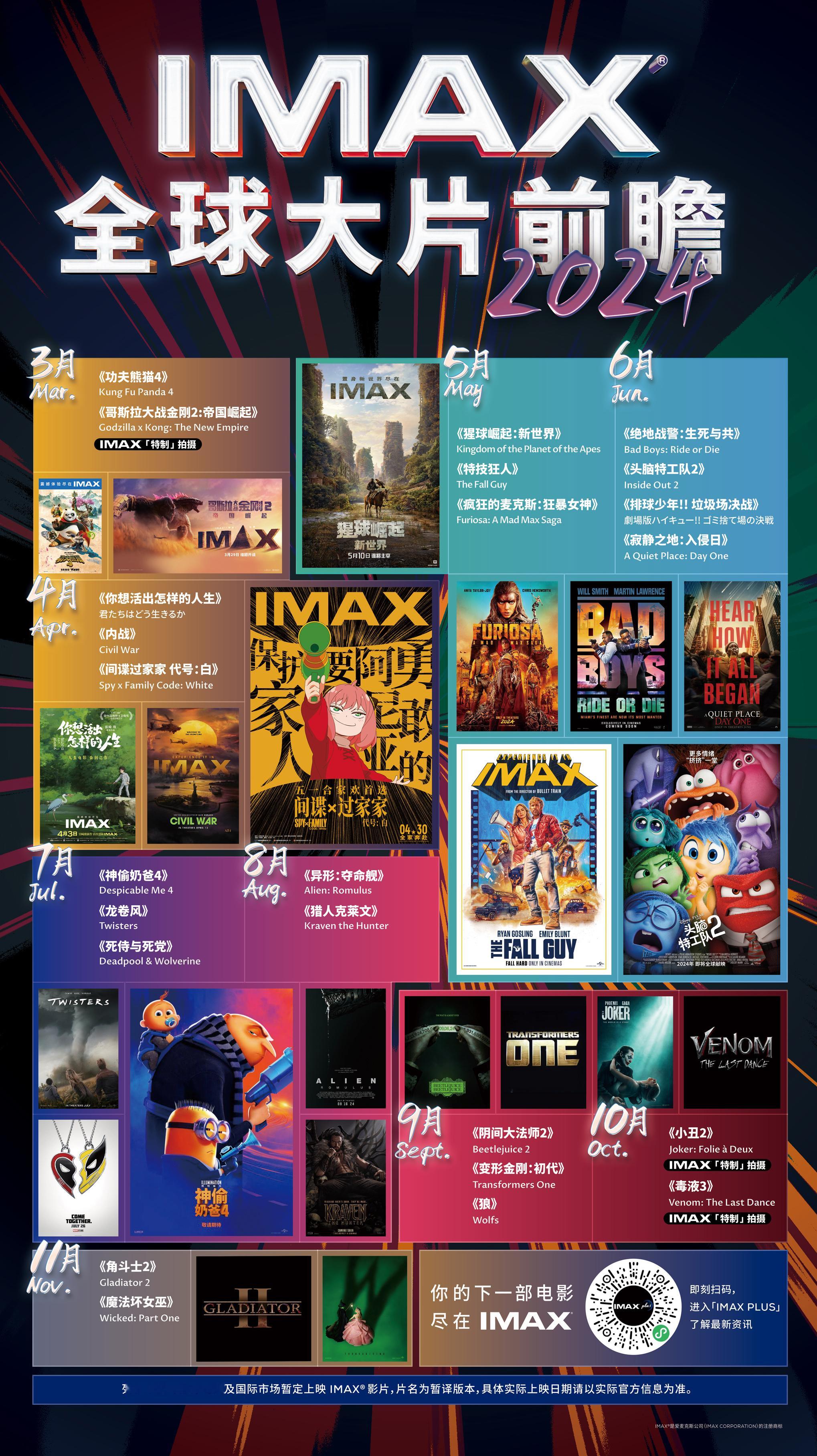 2024年IMAX 全球片单火热出炉！！！ ​​​