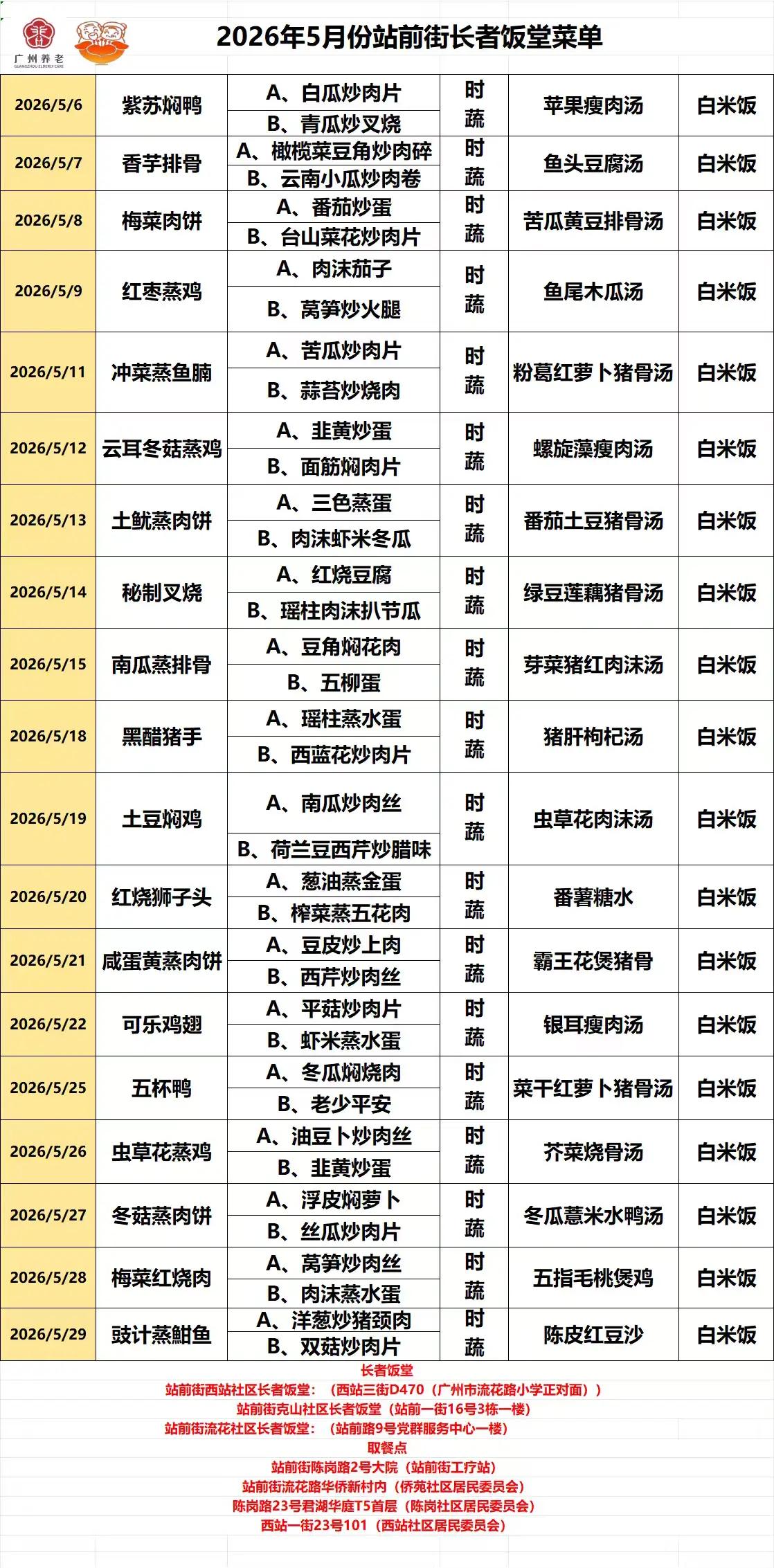 广州大把社区老人食堂，每位十元，卫生干净。