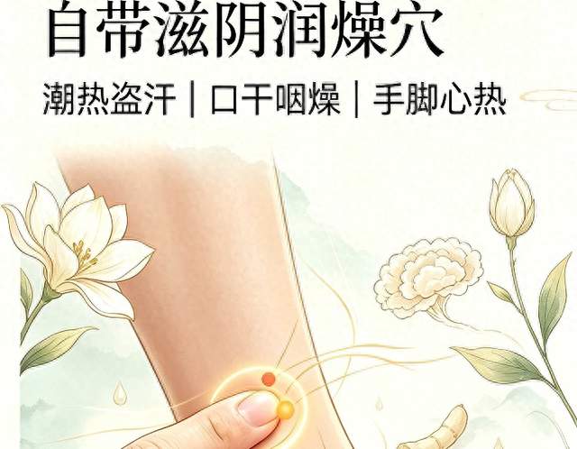 复溜穴：自带的滋阴润燥穴！潮热盗汗、口干咽燥、手脚心热