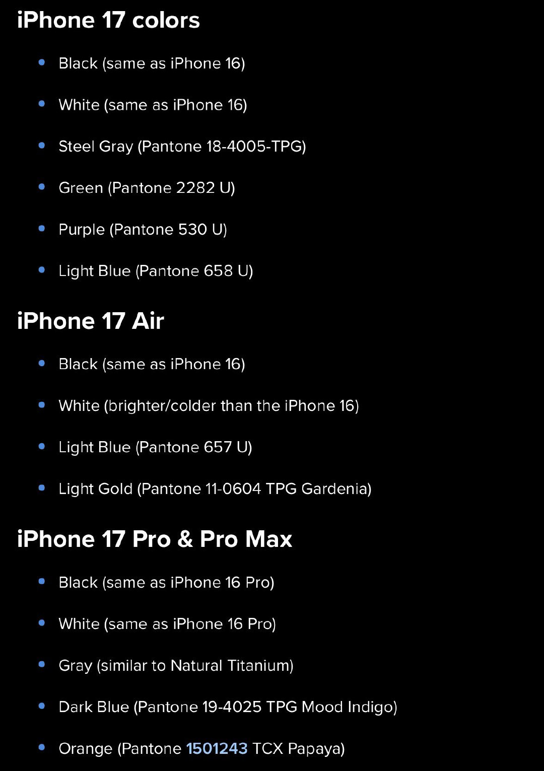 那啥？iPhone 17 系列新配色的潘通色号都有了？ ​​​