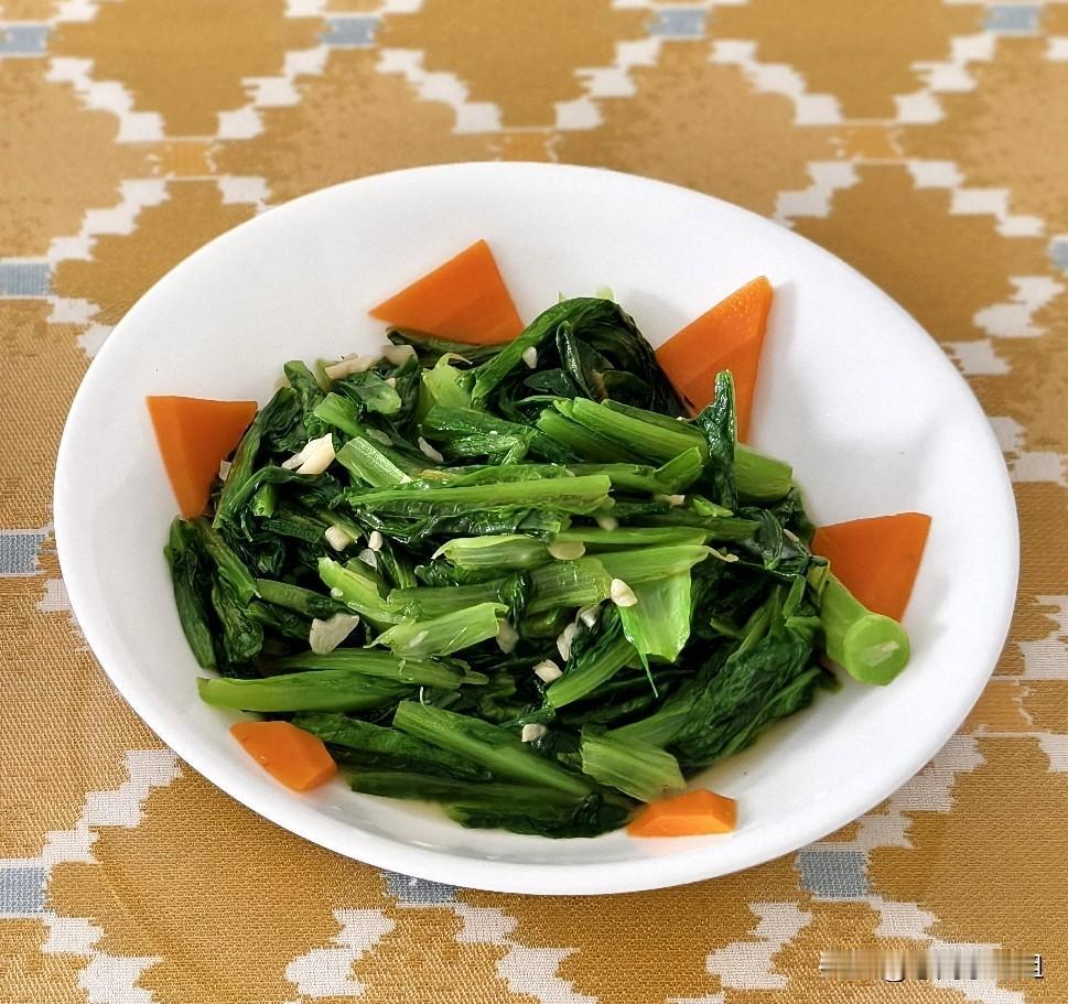 今天早餐我炒的绿叶菜是油麦菜。
我家这里卖菜，普通绿叶菜五块钱三把。一把我也不知