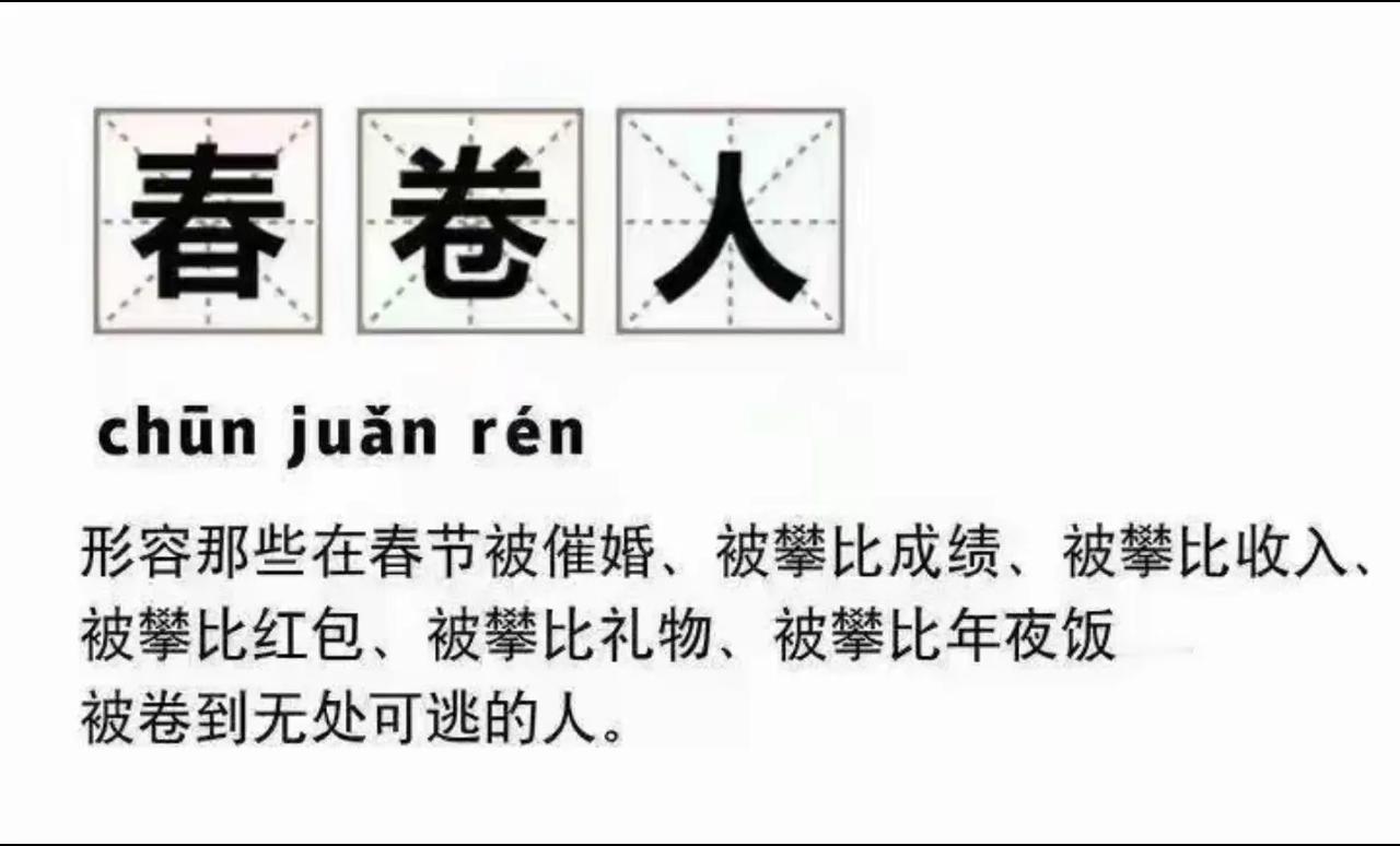 新春佳节来临之际，又学到了一个与此相关的新词——春卷人