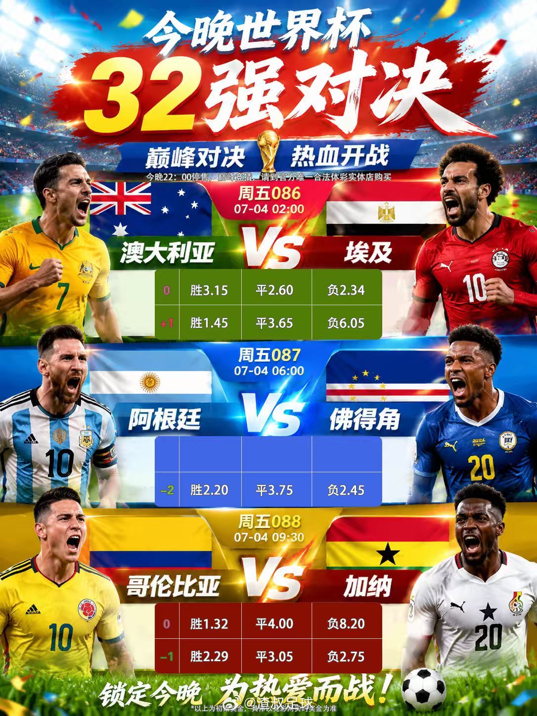 7月3日（周五）可售7月4日（周六）世界杯赛事开赛时间汇总1. 世界杯：澳大利亚