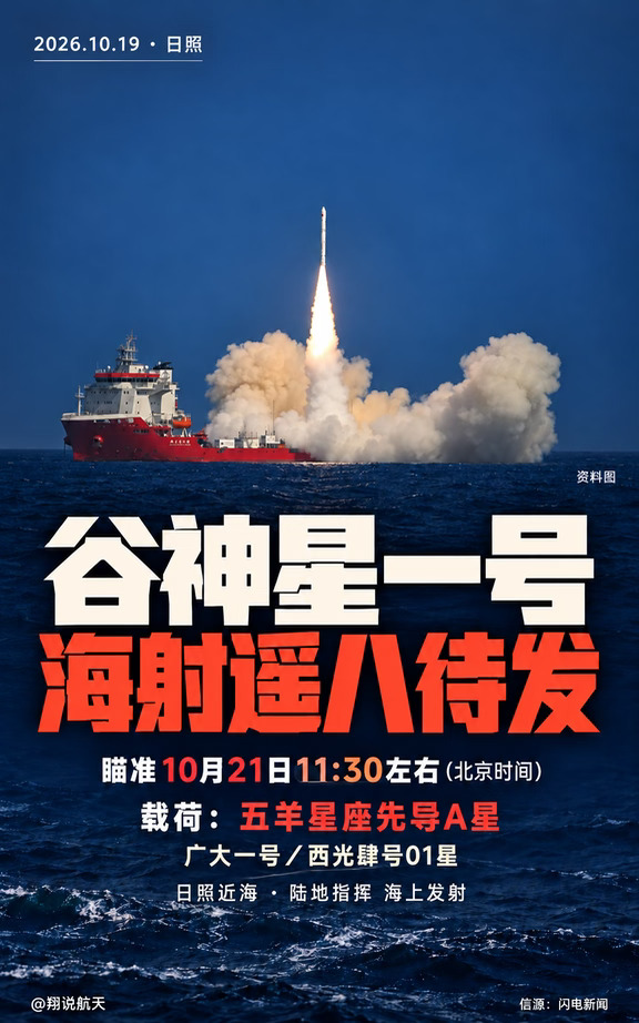 五羊先导星，21日海上出发