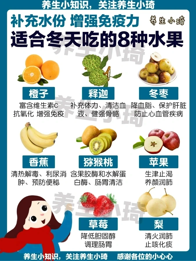 适合冬天吃的8种水果｜补充水分 提高免疫力