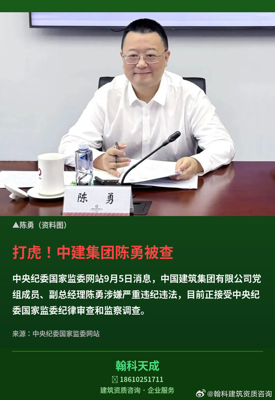 打虎！中建集团陈勇被查 ​