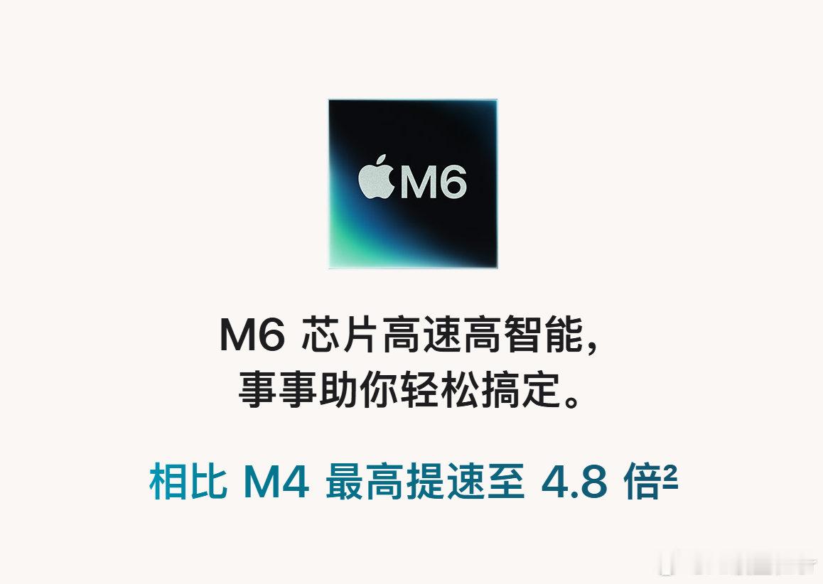 很突然，很惊喜[惊恐]

M6芯片首发就这么来了，比M4芯片快4.8倍，这个数字是在一个 14B 参数模型 (4 位量化) 和 LM Studio 0.4.18+1 的环境下，同样基于 32G 统一内存测得的。

新一代本地AI神机——虽然还没发售，但已经可以这么说了[并不简单]

#Macmini M6##AI# ​