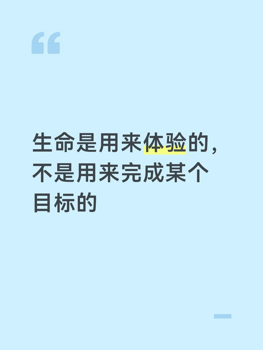 生命是用来体验的，不是用来完成某个目标的