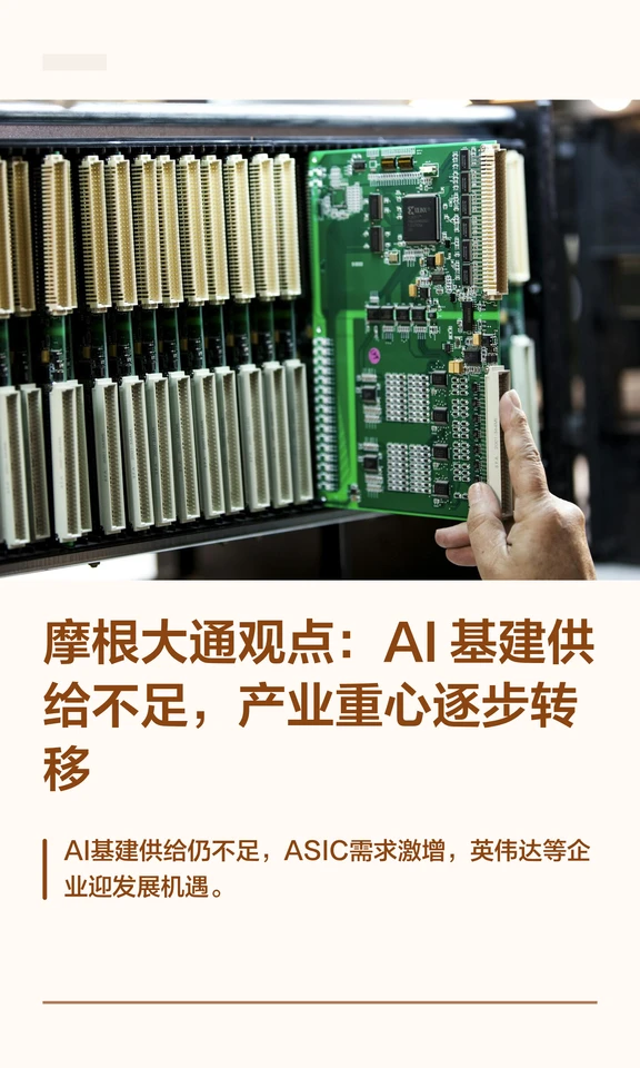 摩根大通观点：AI 基建供给不足，产业重心