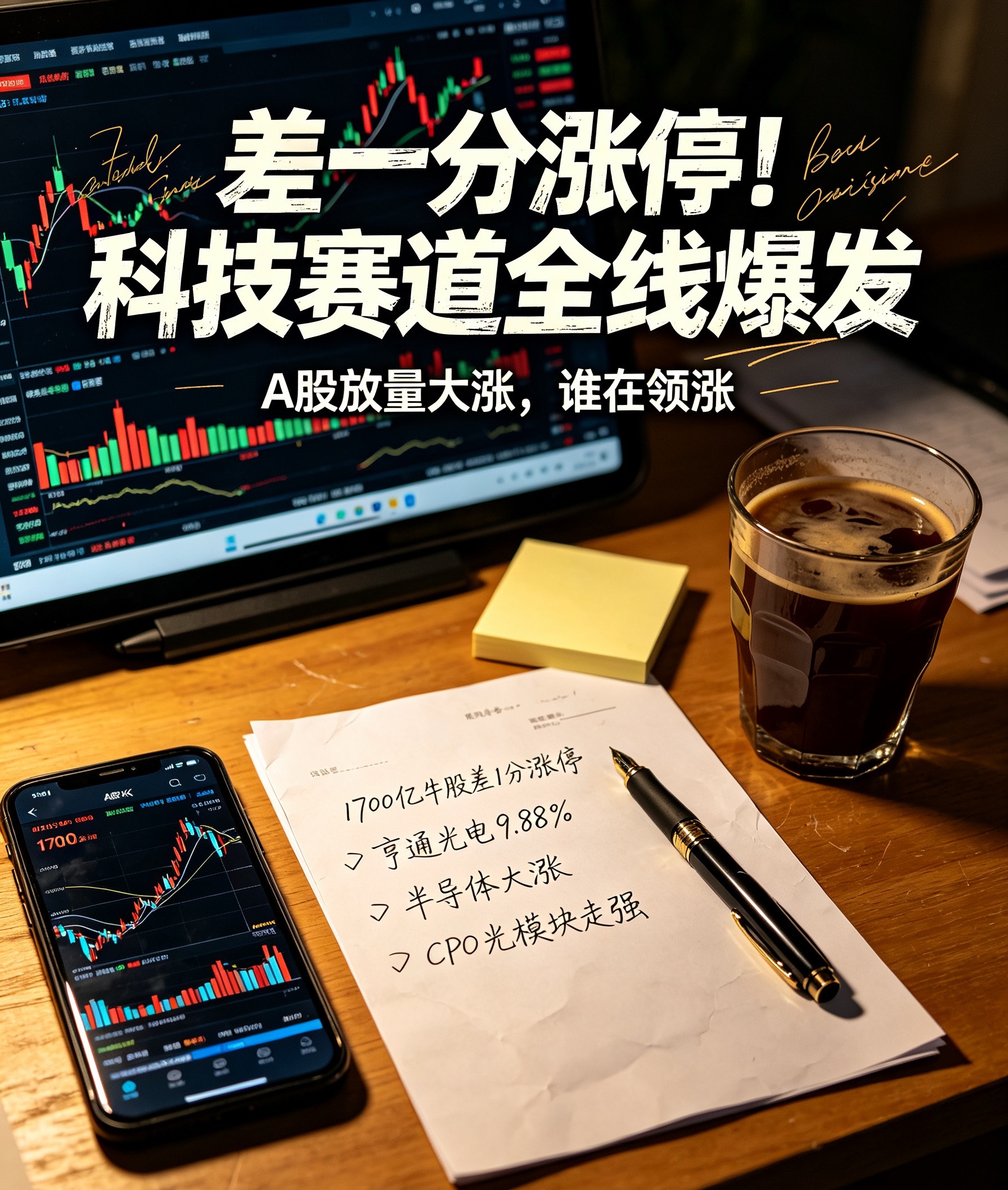 1700亿牛股差一分钱涨停！A股放量大涨，科技赛道全线爆发

8月27日A股放量上行，沪指涨1.13%，深成指涨1.5%，创业板指涨1.71%，科创综指大涨3.6%。两市成交21410亿元，较前一日放量3191亿，市场分化明显，3394只个股上涨，1944只个股下跌。

受英伟达亮眼业绩带动，AI产业链全线走强，元件、半导体、存 ​
