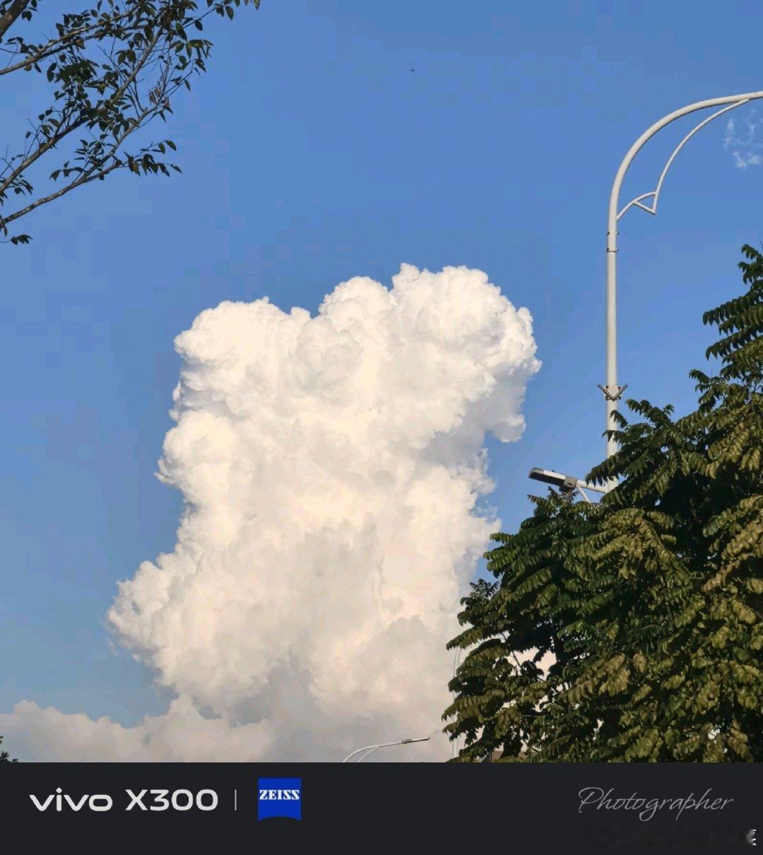 #vivo[超话]##vivo超话# 路上偶遇一大团棉花云，白白胖胖的像奶油手机把云朵的质感拍得清清楚楚。 ​