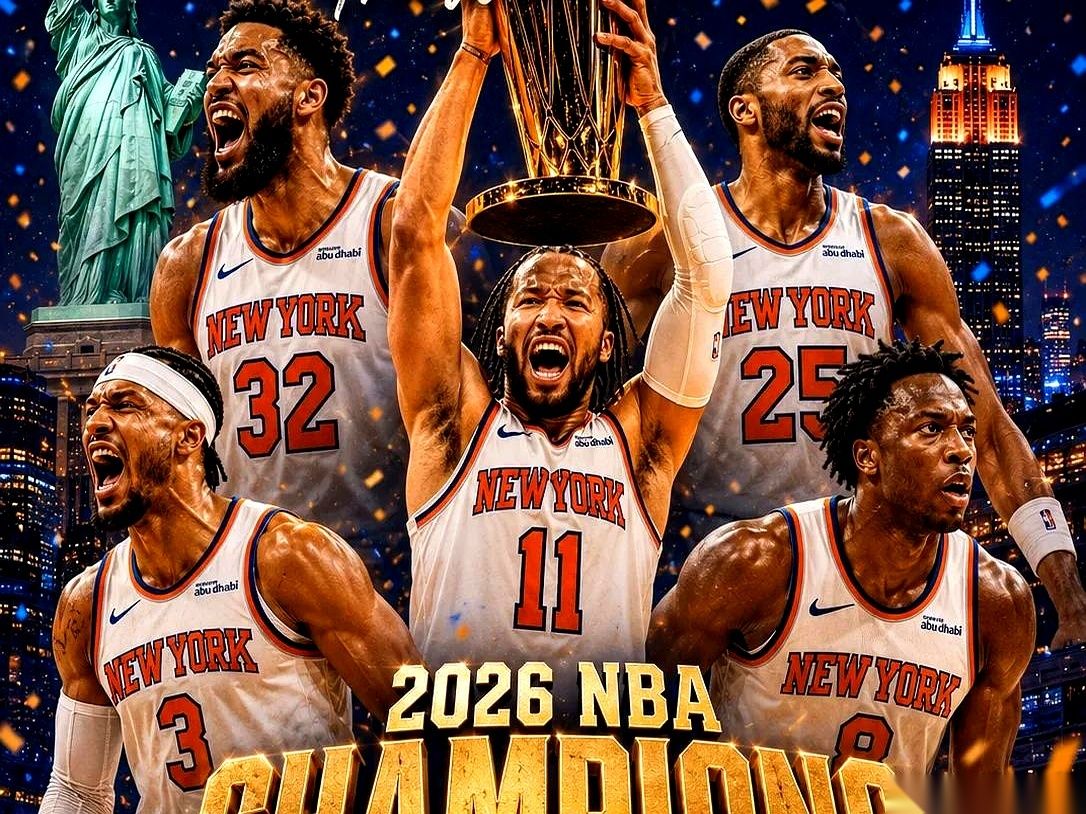 一份外媒刚刚甩出的新赛季NBA东部冠军预测榜单，让不少球迷默默放下了手里的水杯，怀疑自己是不是看串了平行宇宙。
排在头号夺冠热门位置的，是尼克斯。
要是觉得这就够离谱了，往下看，更刺激的才刚开始。这份榜单里，直接给尼克斯安了个“卫冕球队”的头衔。紧跟着排第二的76人，外媒更是大笔一挥，给他们凑齐了“